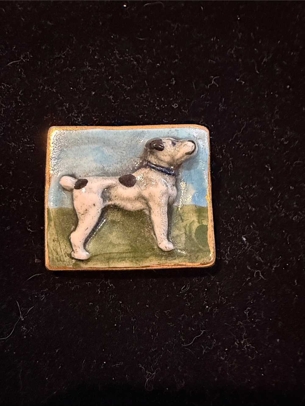 Enamel Dog Pin Brooch in White and Blue
